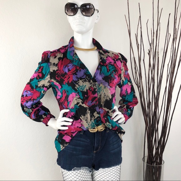 Vintage Tops - Bar Harbor | Vintage Floral Button-up Blouse